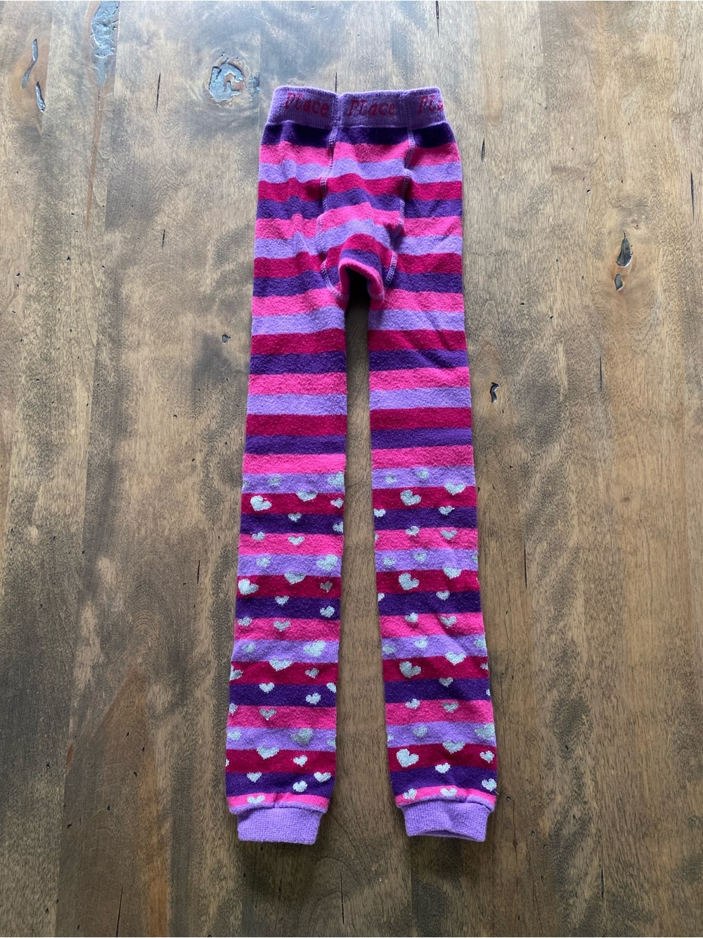 The Children's Place Purple and Pink Heart Stripe Tights